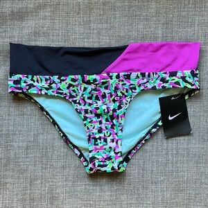 Nike Swim Bikini Bottoms Athletic Black Multicolor Medium NWT